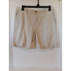 Tommy Bahama Shorts Mens 36 Ivory Tan Stripe Linen Cotton Blend Relax Beach